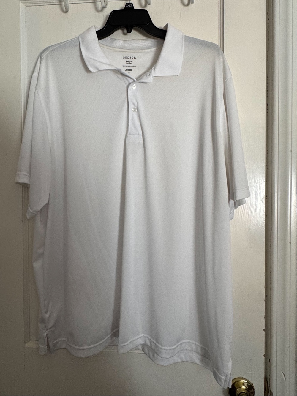 George Men's White Golf Polo Shirt Size 3XL Big & Tall Solid Short Sleeve